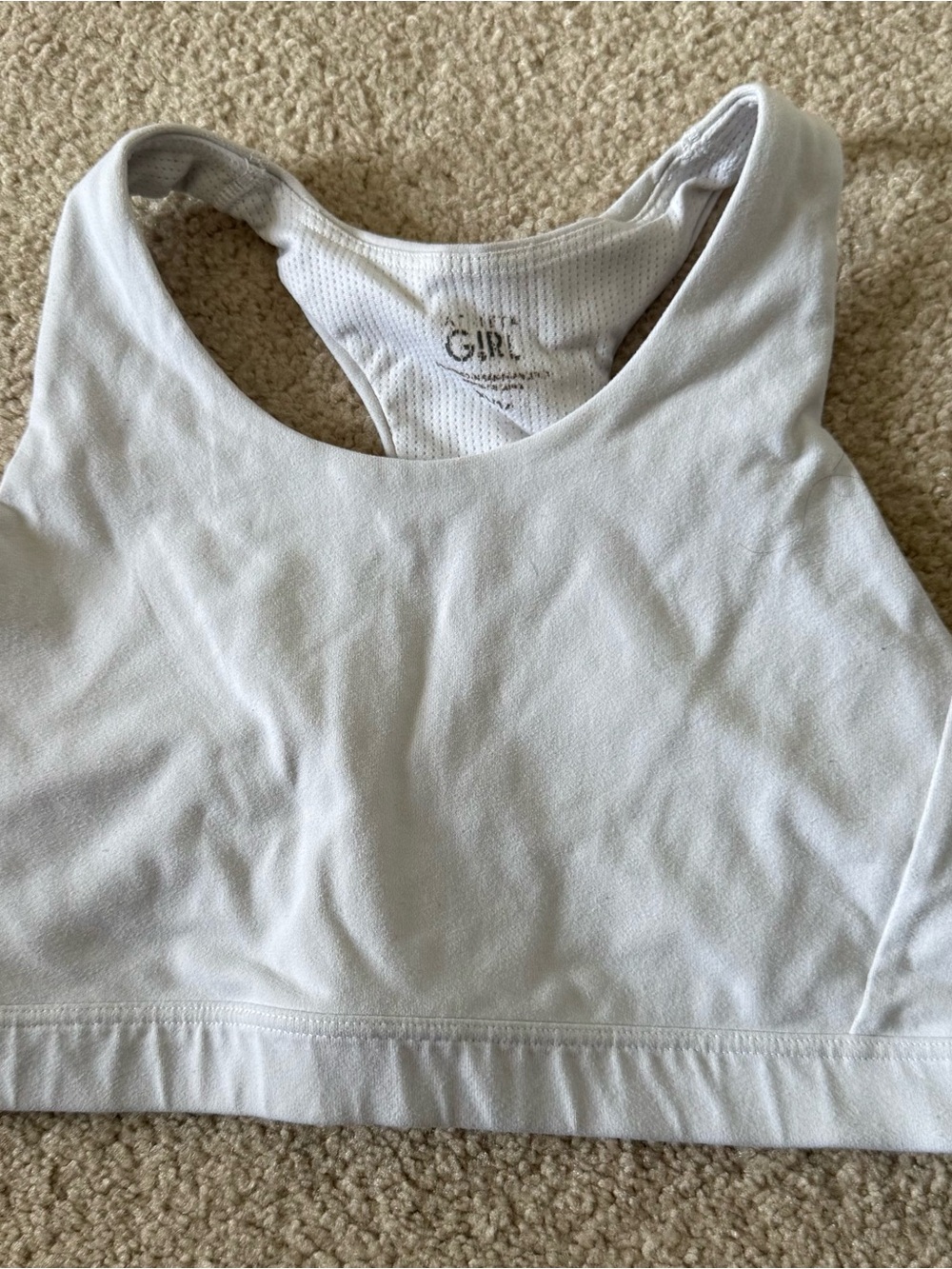 Athleta Girl White Racerback Sports Bra Top Size XL/14 - Measurements in pics